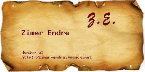 Zimer Endre névjegykártya